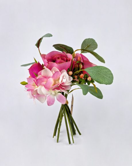 Букет иск. из розовых роз и гортензии