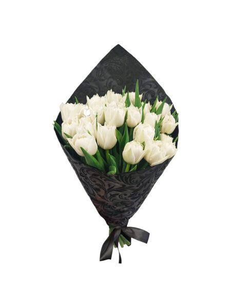 Букет на похороны из 20 белых тюльпанов